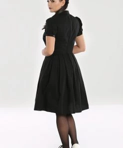 Hell Bunny Samara Ouija 60's Swing Dress Black New In