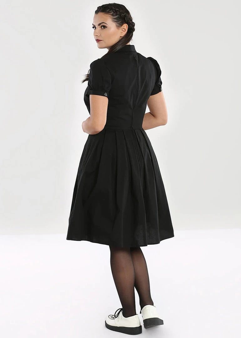 Hell Bunny Samara Ouija 60's Swing Dress Black New In