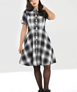 New In Hell Bunny Eddystone 50's Mid Swing Dress Grey