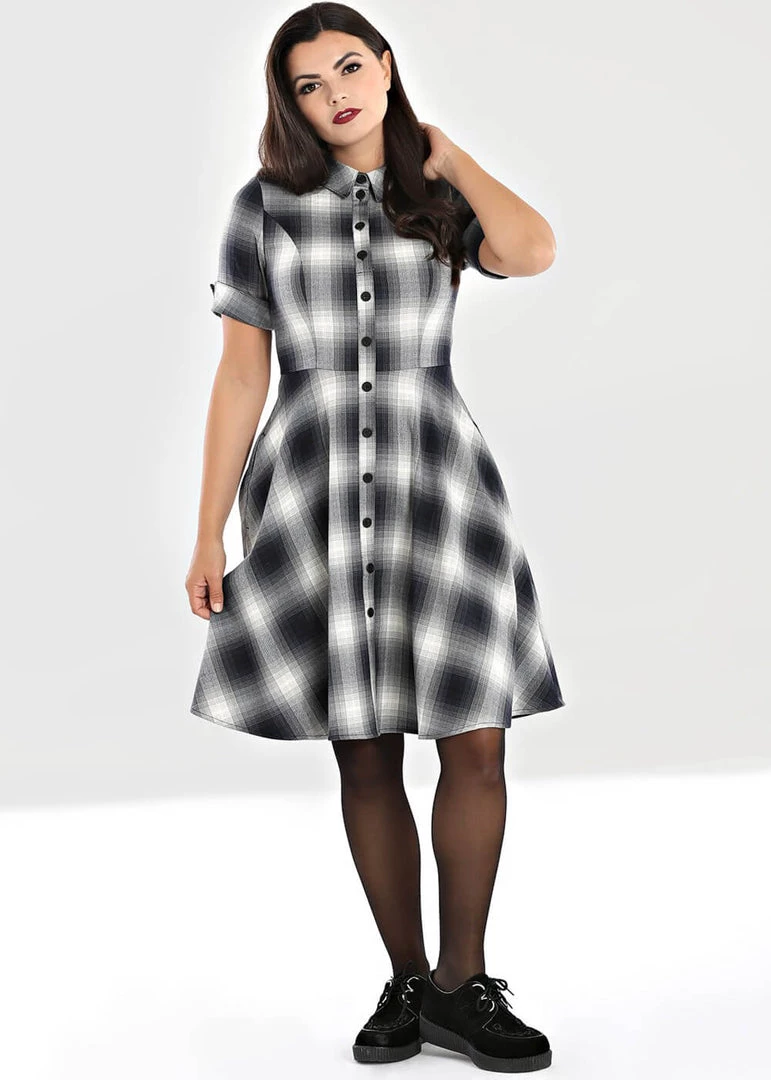New In Hell Bunny Eddystone 50's Mid Swing Dress Grey