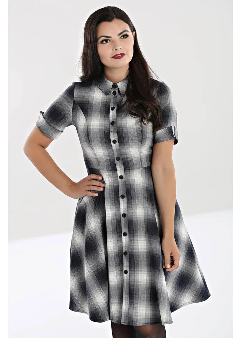 New In Hell Bunny Eddystone 50's Mid Swing Dress Grey