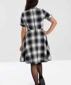 New In Hell Bunny Eddystone 50's Mid Swing Dress Grey
