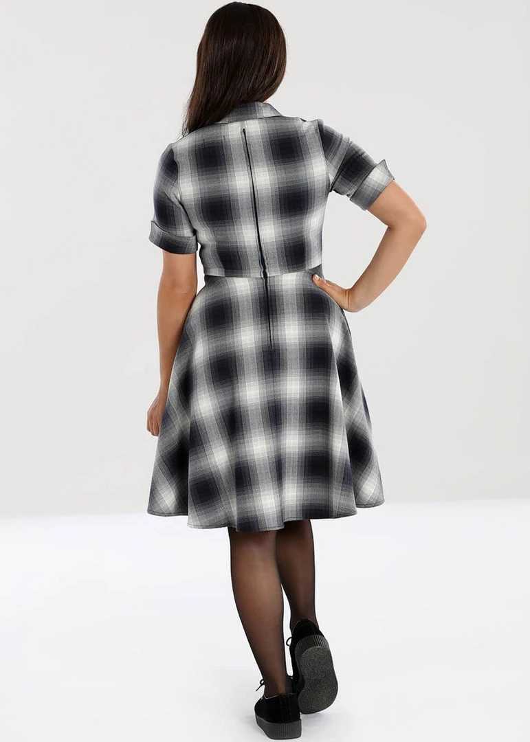 New In Hell Bunny Eddystone 50's Mid Swing Dress Grey