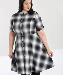 New In Hell Bunny Eddystone 50's Mid Swing Dress Grey