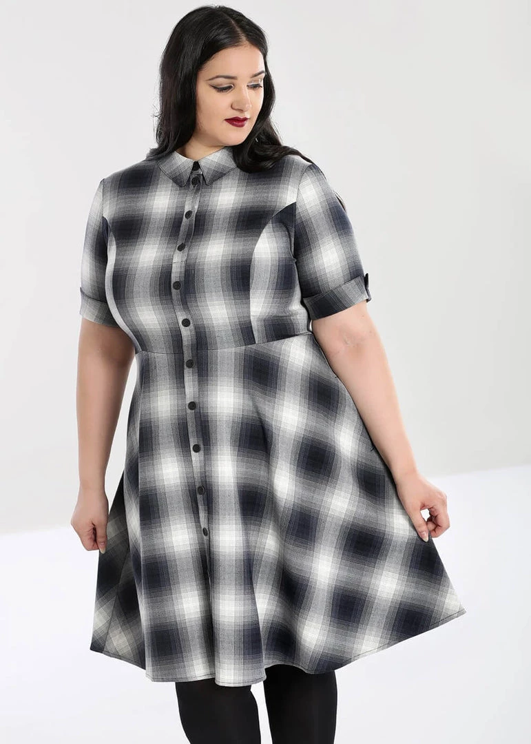 New In Hell Bunny Eddystone 50's Mid Swing Dress Grey