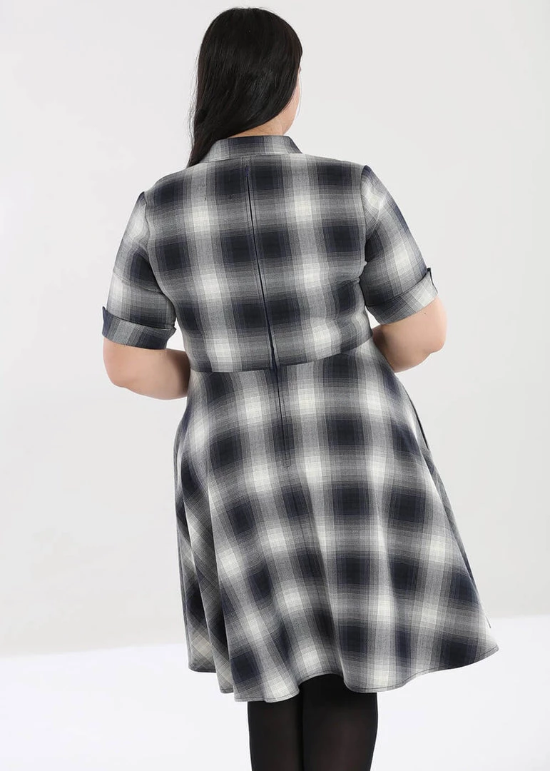 New In Hell Bunny Eddystone 50's Mid Swing Dress Grey