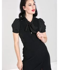 Hell Bunny Claire Pinafore 60's Swing Dress Black New In