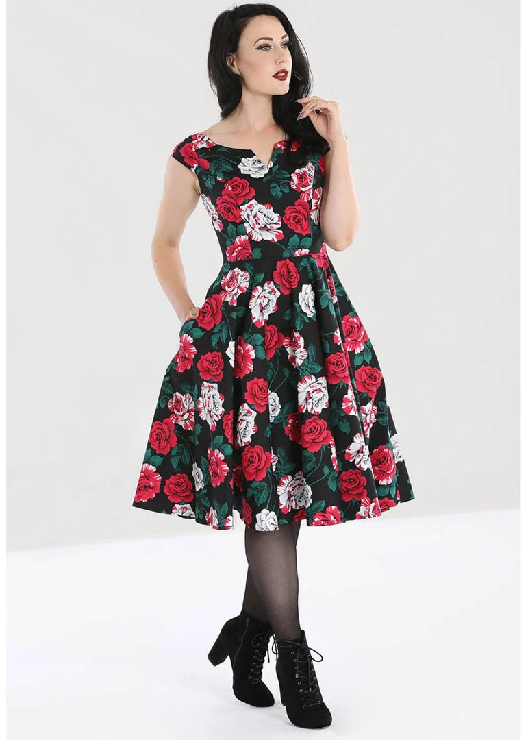 New In Hell Bunny Ruby Roses 50's Swing Dress Black