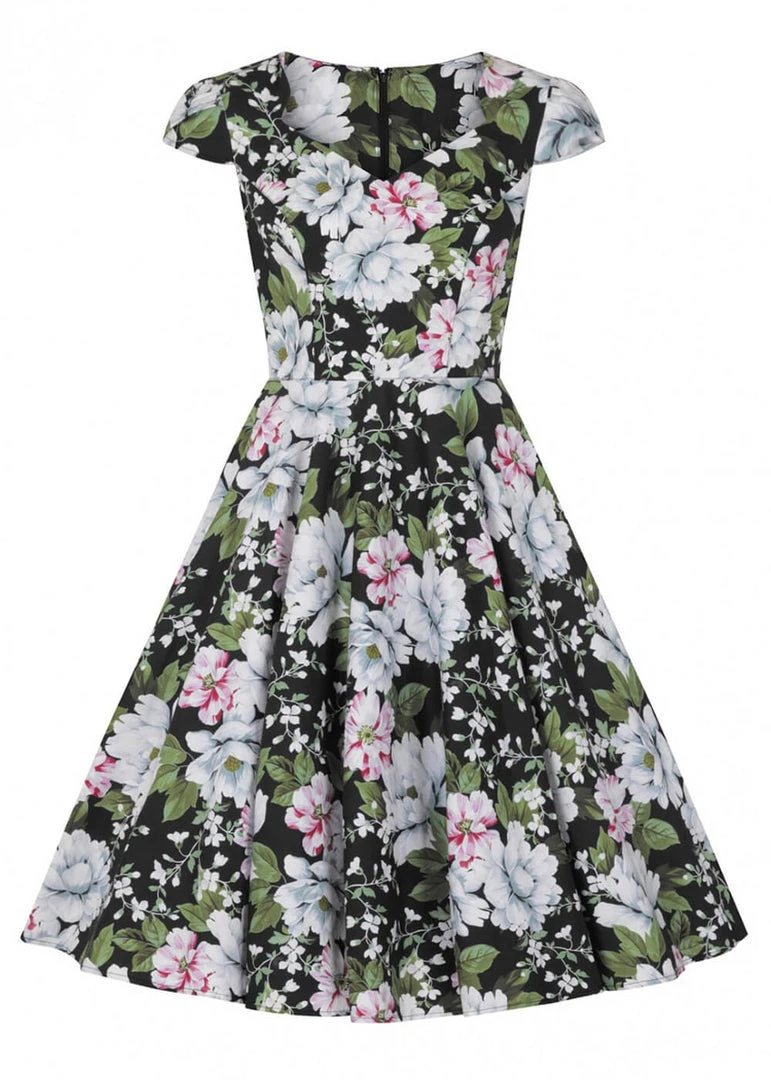 New In Hell Bunny Alba 50's Swing Dress Black