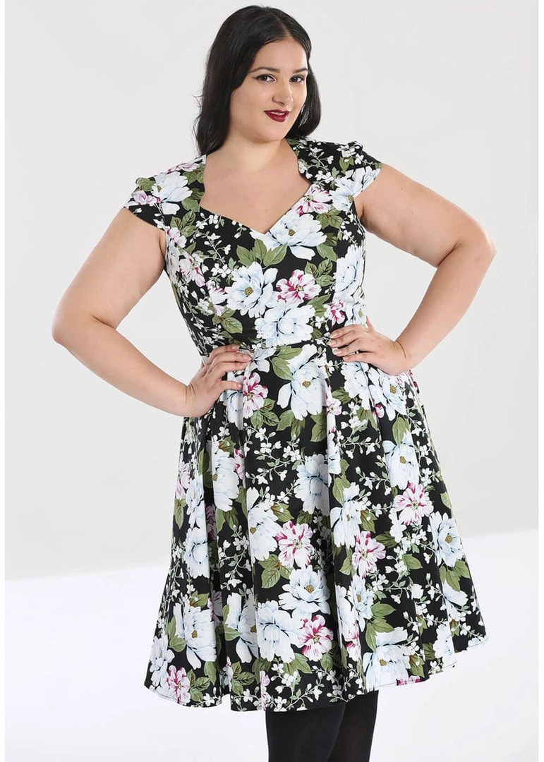 New In Hell Bunny Alba 50's Swing Dress Black