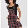 Hell Bunny Clash Tartan Pinafore 60's Dress Red