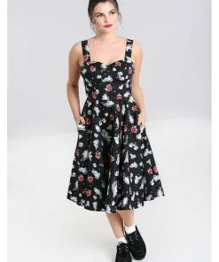 New In Hell Bunny Star Catcher Unicorn 50's Swing Dress Black