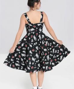 New In Hell Bunny Star Catcher Unicorn 50's Swing Dress Black