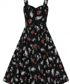 New In Hell Bunny Star Catcher Unicorn 50's Swing Dress Black