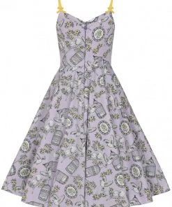 New In Hell Bunny Birdcage 50's Swing Dress Lavender