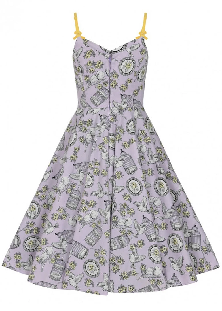 New In Hell Bunny Birdcage 50's Swing Dress Lavender
