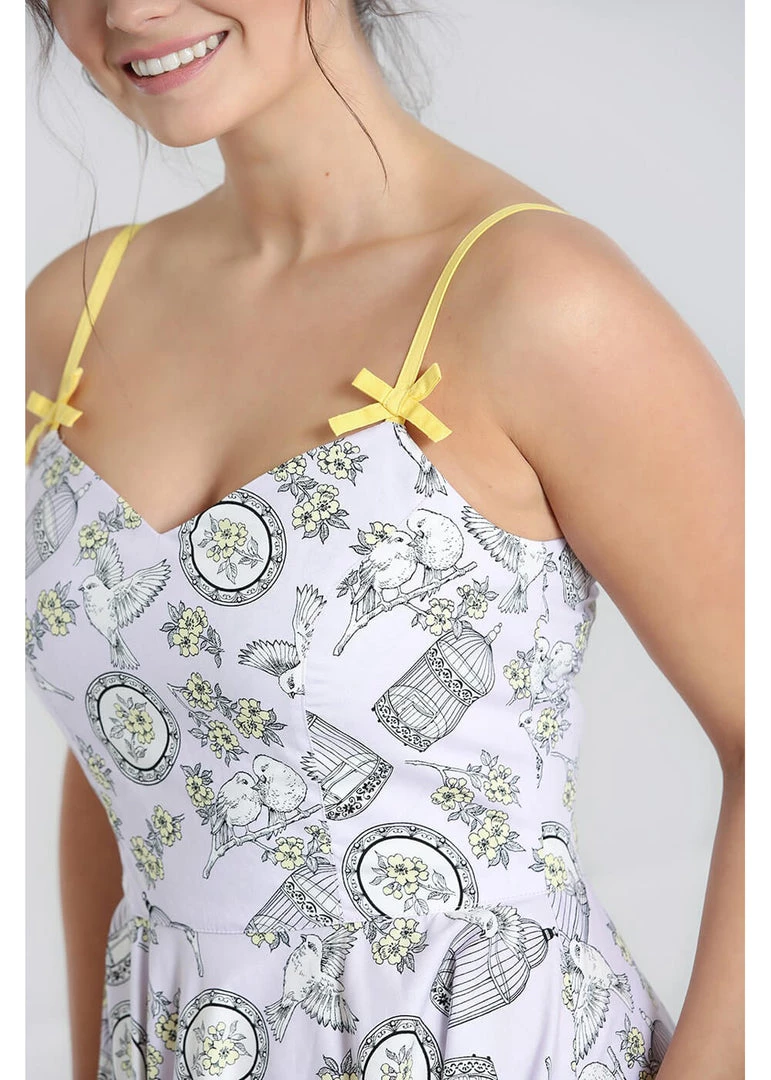 New In Hell Bunny Birdcage 50's Swing Dress Lavender