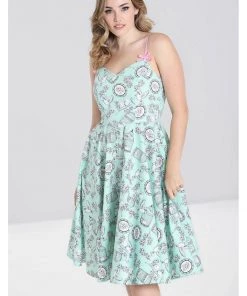Hell Bunny Birdcage 50's Swing Dress Mint New In