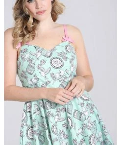 Hell Bunny Birdcage 50's Swing Dress Mint New In