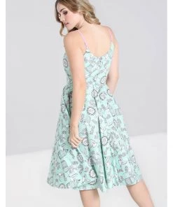 Hell Bunny Birdcage 50's Swing Dress Mint New In