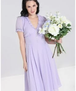 Hell Bunny Frilly Sundae 40's Dress Lavender New In