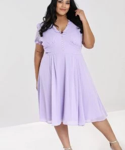 Hell Bunny Frilly Sundae 40's Dress Lavender New In