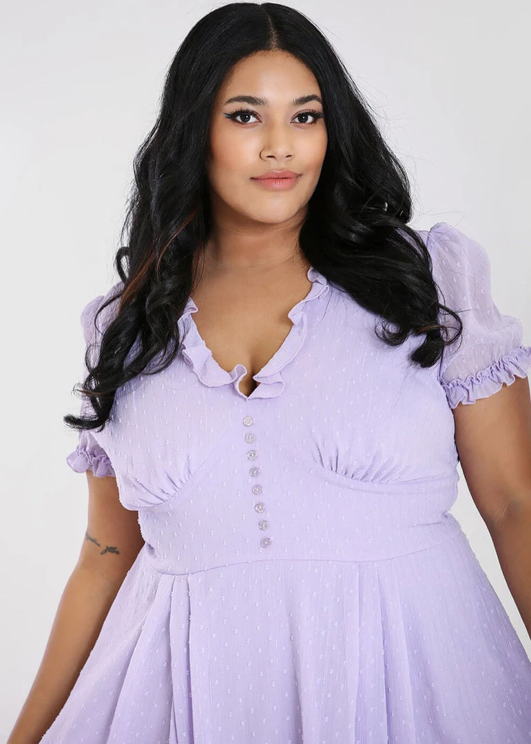 Hell Bunny Frilly Sundae 40's Dress Lavender New In
