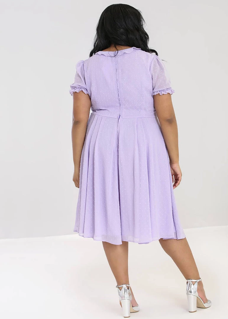 Hell Bunny Frilly Sundae 40's Dress Lavender New In
