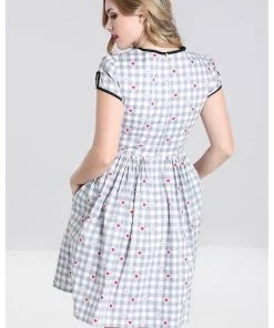 Hell Bunny Hopper Gingham 50's Swing Dress Grey