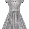 Hell Bunny Hopper Gingham 50's Swing Dress Grey