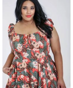 Hell Bunny Ukulele 50's Swing Dress Orange New In