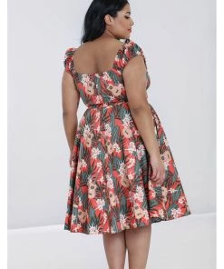 Hell Bunny Ukulele 50's Swing Dress Orange New In
