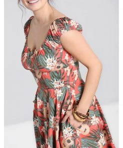 Hell Bunny Ukulele 50's Swing Dress Orange New In