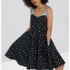 Hell Bunny True Love Hearts Mid 50's Swing Dress Black