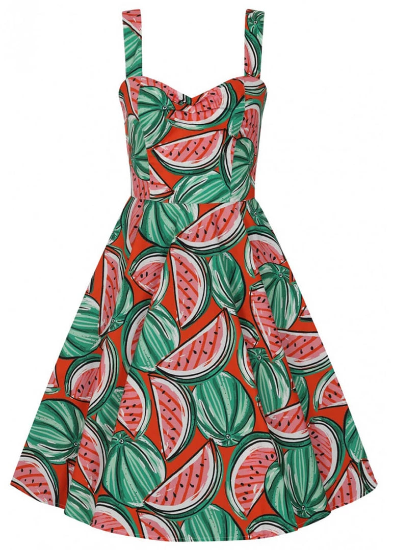 New In Hell Bunny Melonie 50's Swing Dress Orange