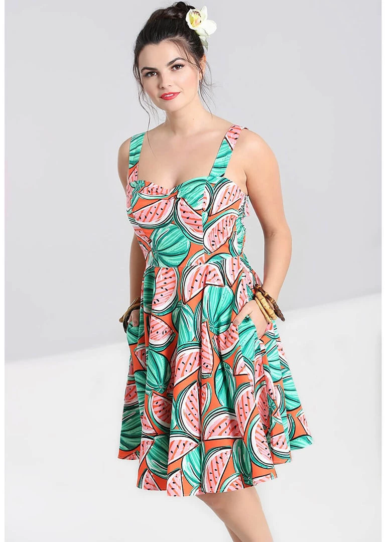 New In Hell Bunny Melonie 50's Swing Dress Orange