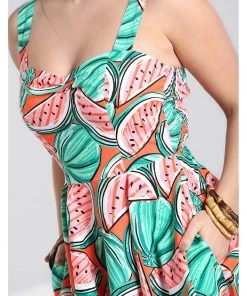 New In Hell Bunny Melonie 50's Swing Dress Orange