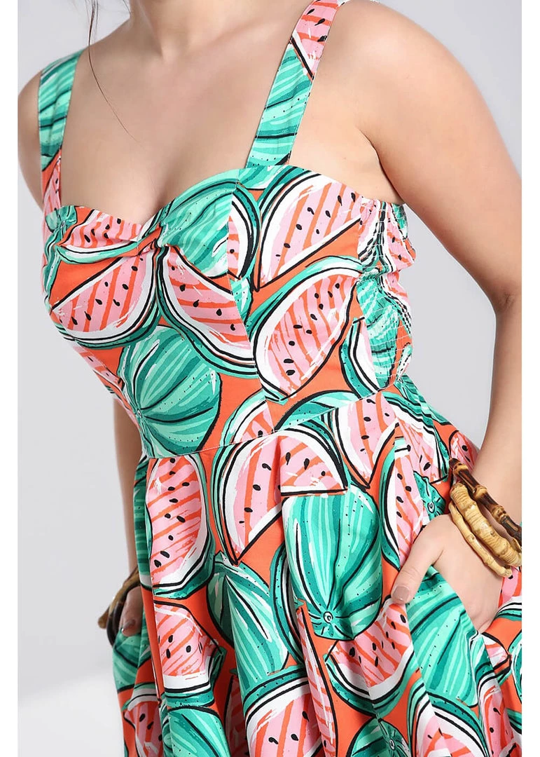 New In Hell Bunny Melonie 50's Swing Dress Orange