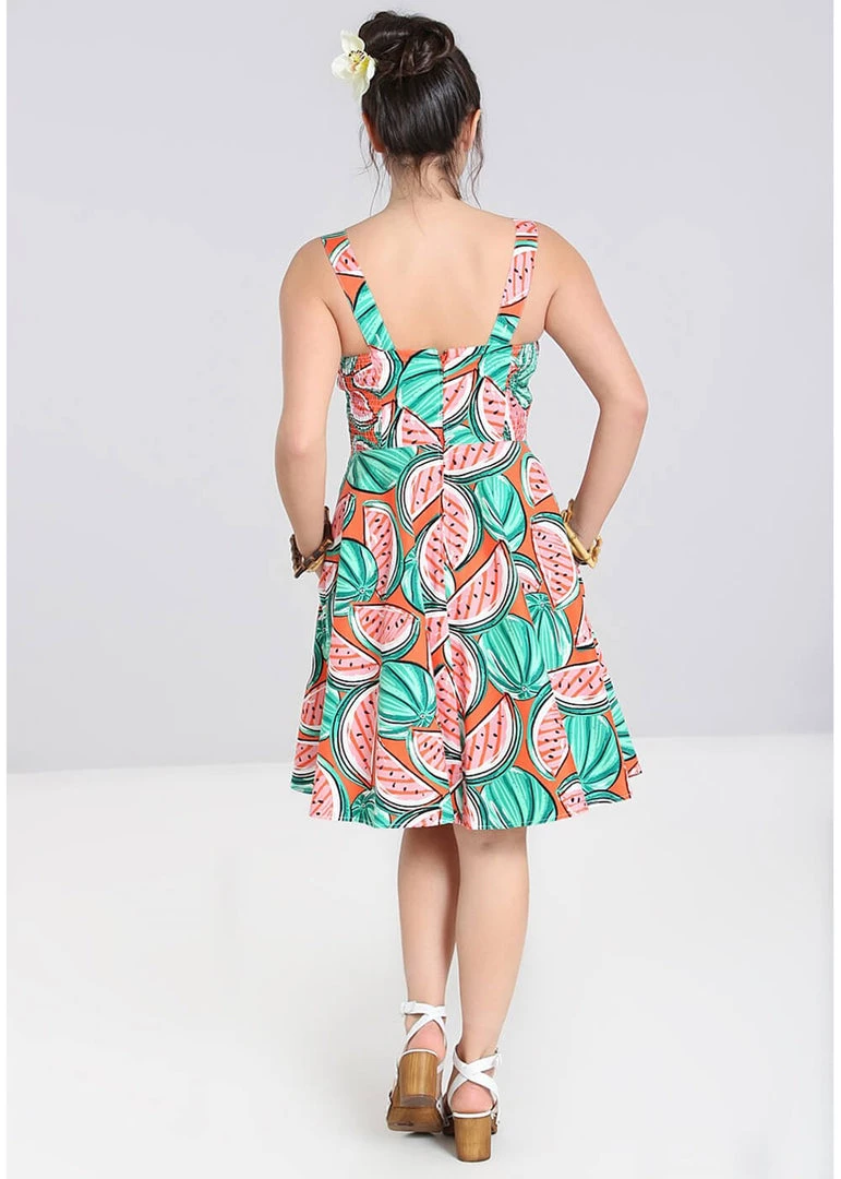 New In Hell Bunny Melonie 50's Swing Dress Orange