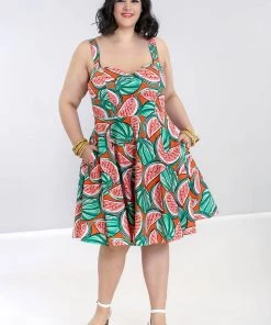 New In Hell Bunny Melonie 50's Swing Dress Orange