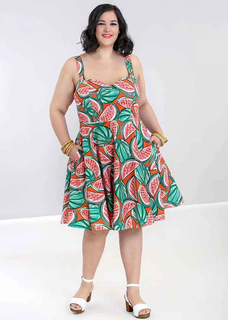 New In Hell Bunny Melonie 50's Swing Dress Orange