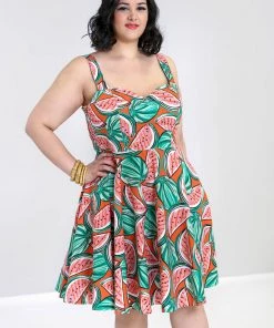 New In Hell Bunny Melonie 50's Swing Dress Orange