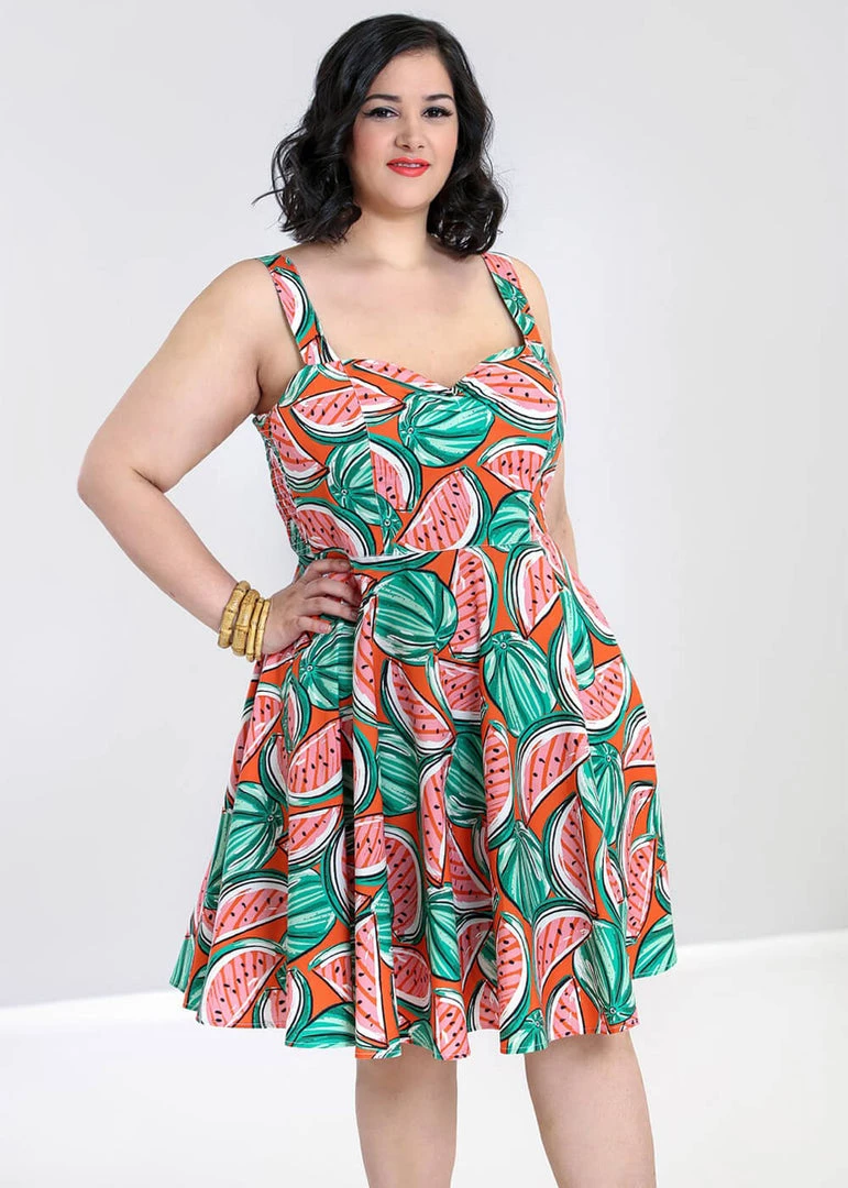 New In Hell Bunny Melonie 50's Swing Dress Orange