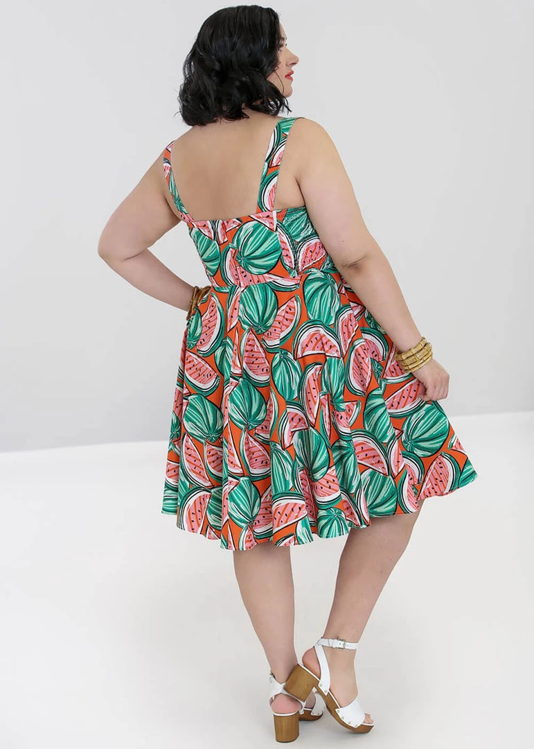 New In Hell Bunny Melonie 50's Swing Dress Orange