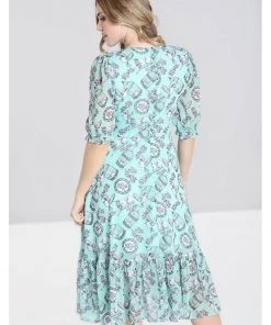 Hell Bunny Willow Sparrow Birdcage 70's Midi Dress Mint New In