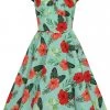 New In Hell Bunny Moana Hibiscus 50's Swing Dress Mint