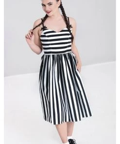 Hell Bunny Juno 50's Swing Dress Black White New In