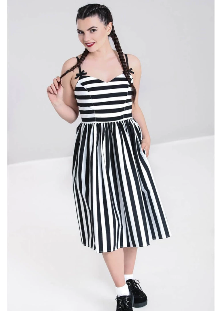 Hell Bunny Juno 50's Swing Dress Black White New In