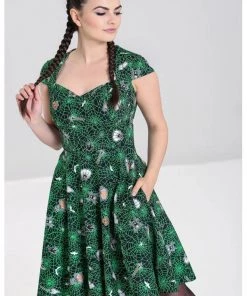 Hell Bunny Hex Spiderweb 50's Mid Swing Dress Black New In