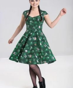 Hell Bunny Hex Spiderweb 50's Mid Swing Dress Black New In